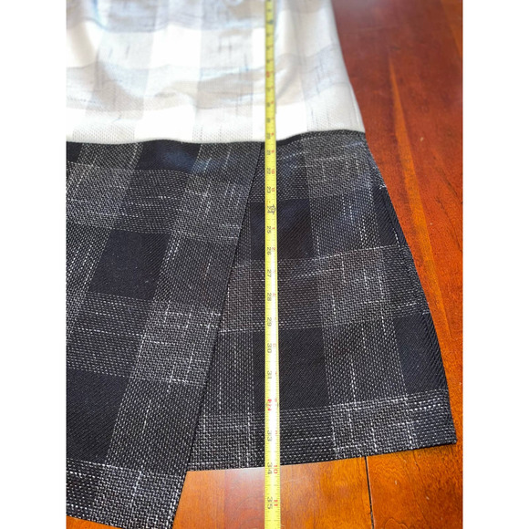 1. STATE Womens Ivory/Black Plaid Sleeveless V-Neck Asymmetrical Shift Dress - Picture 15 of 15